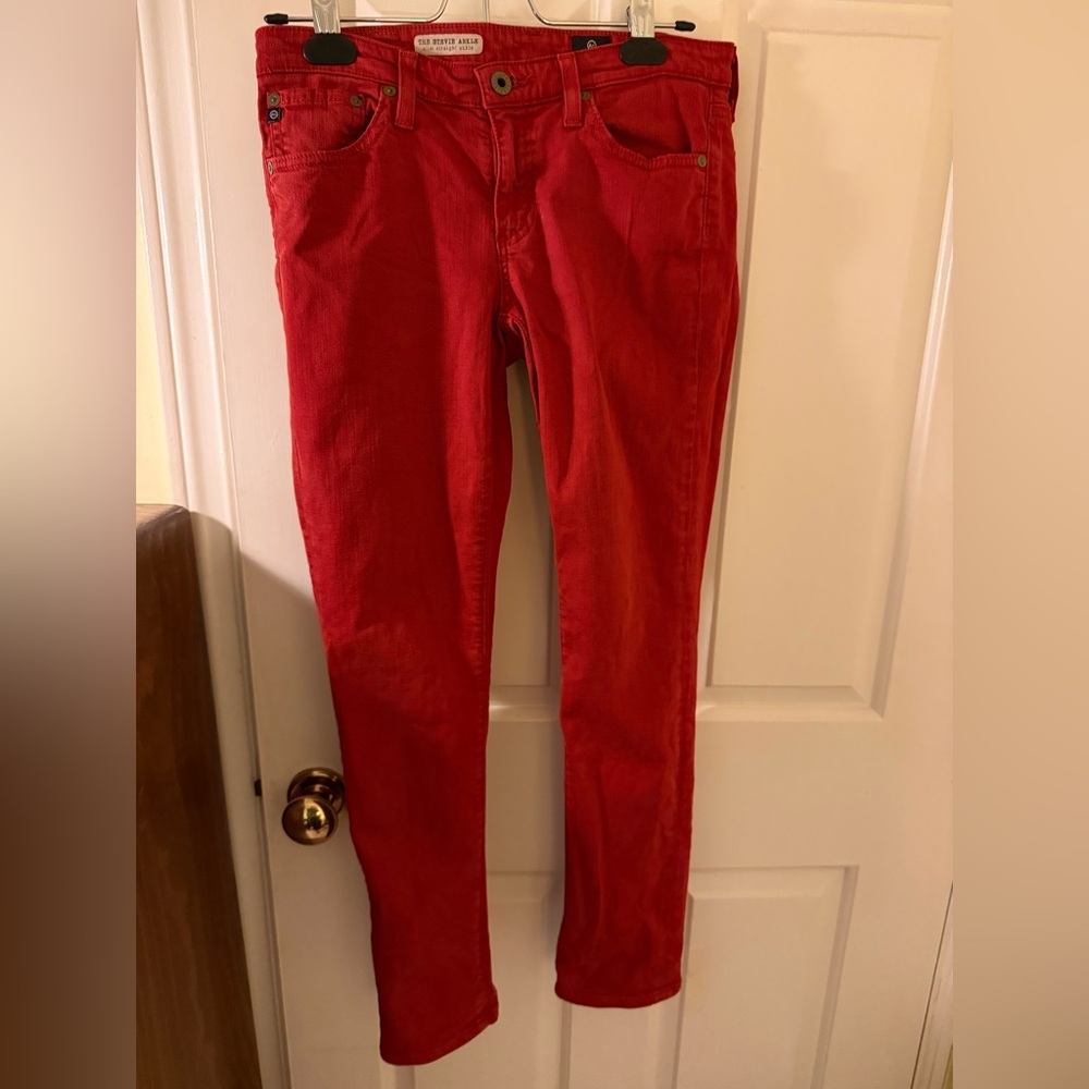 Anthropologie AG Adriano Goldschmied Red Stevie Ankle slim straight jeans
